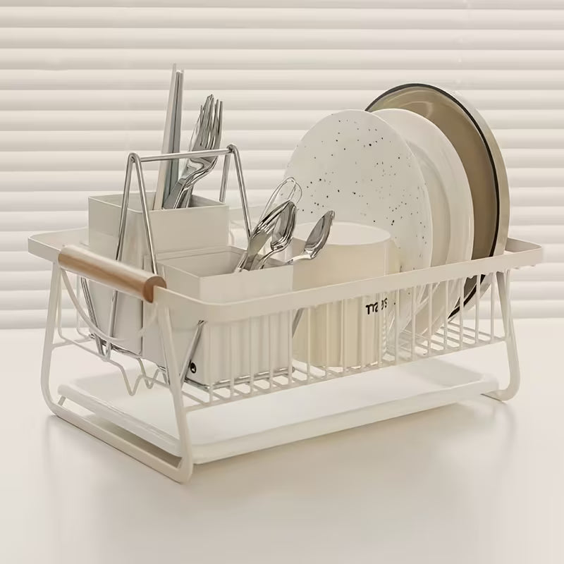 Metal and Wood Dish Drying Rack
