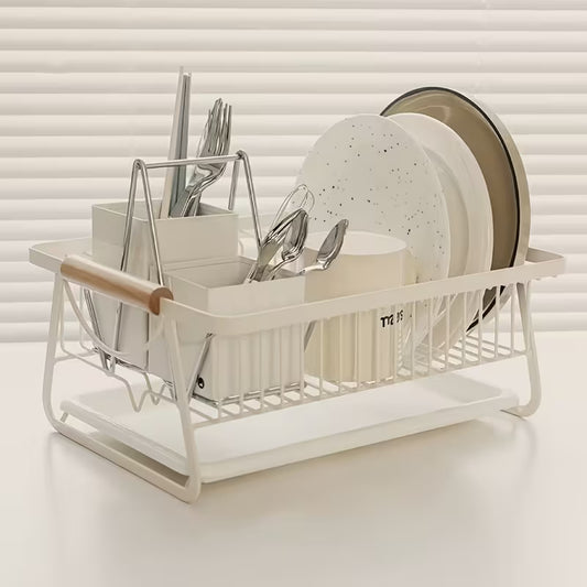 Metal and Wood Dish Drying Rack
