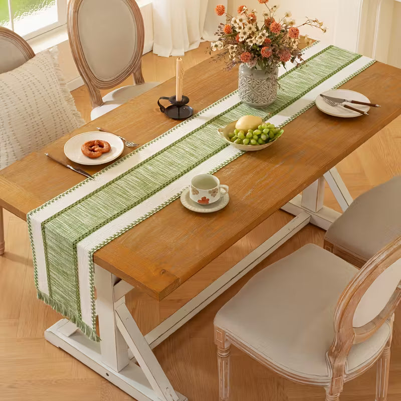 Boho Green Gradient Table Runner