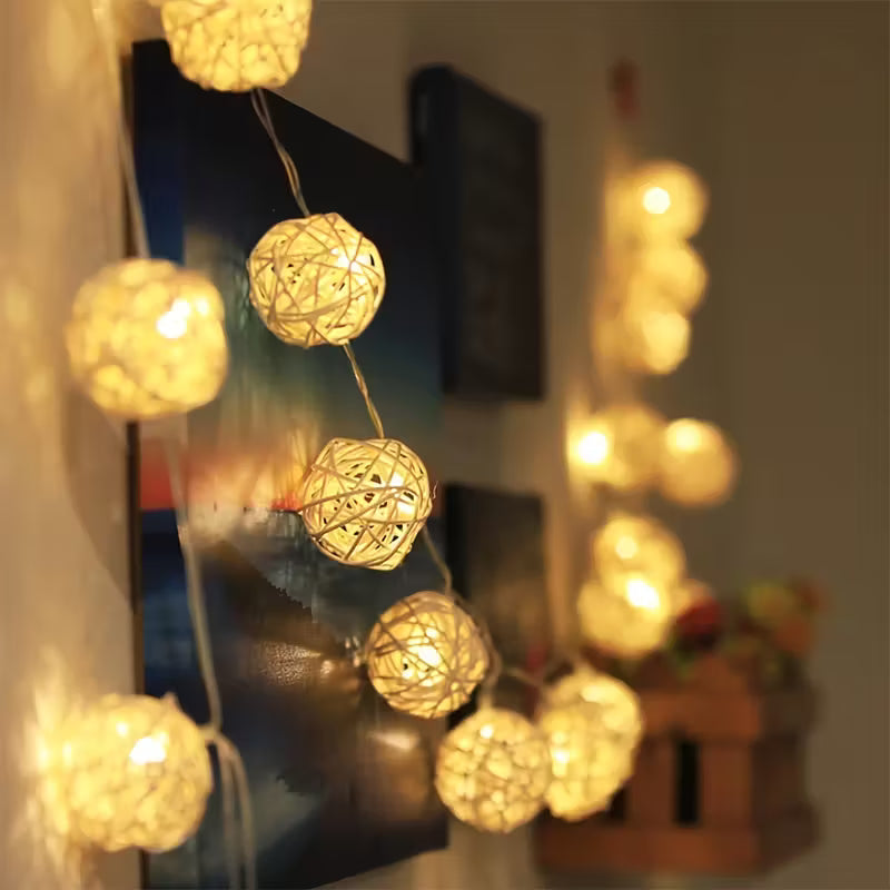 Rattan Ball String Lights