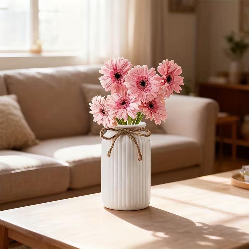 Boho Minimalist Cylinder Vase with Knot Cord