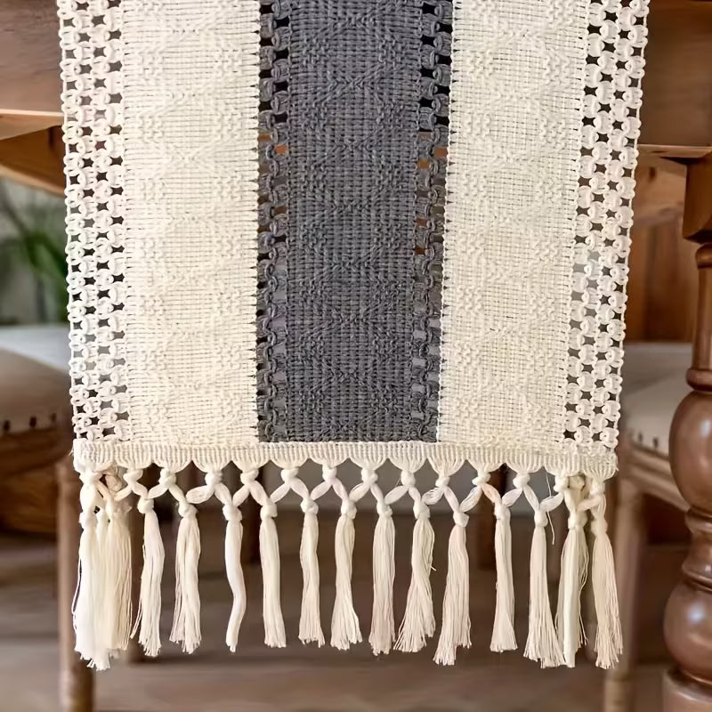 Boho Woven Fringe Tablecloth