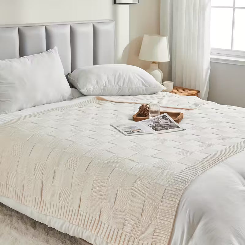 Nordic Style Orange Checkered Blanket