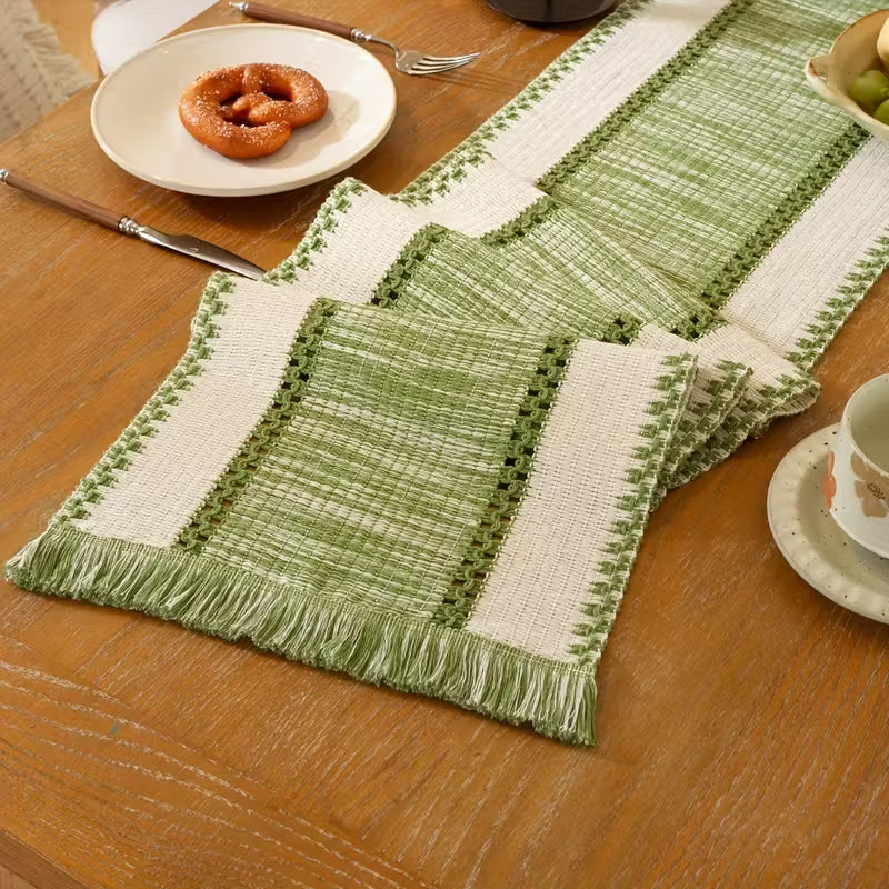 Boho Green Gradient Table Runner