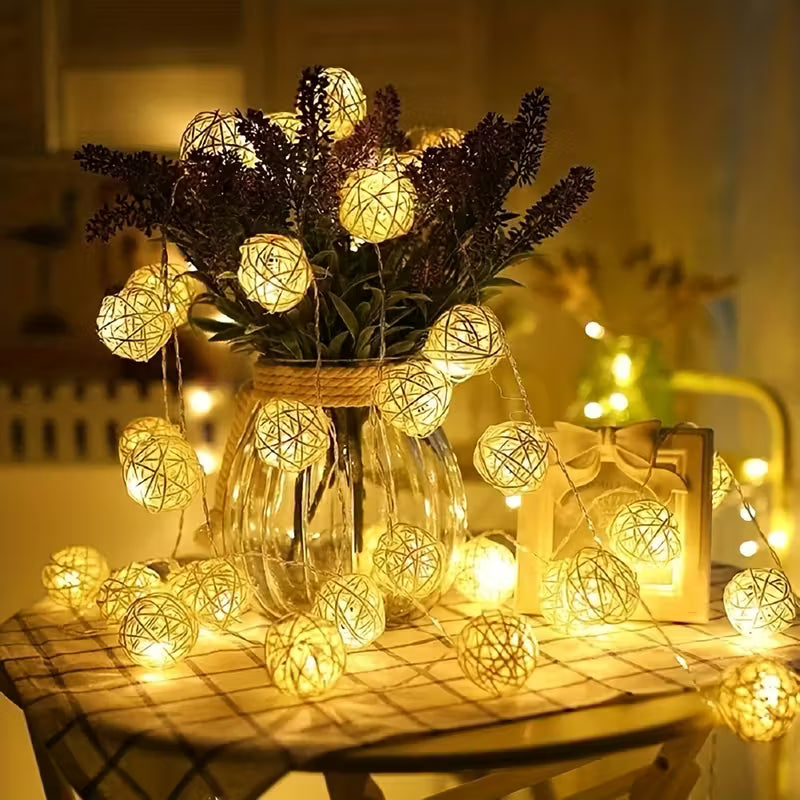 Rattan Ball String Lights
