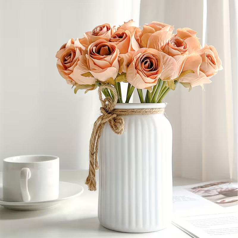 Boho Minimalist Cylinder Vase with Knot Cord