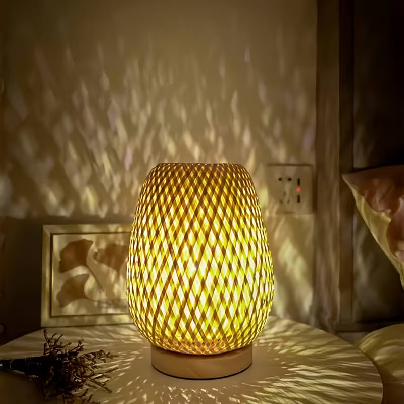 Bamboo USB Table Lamp with Wooden Base