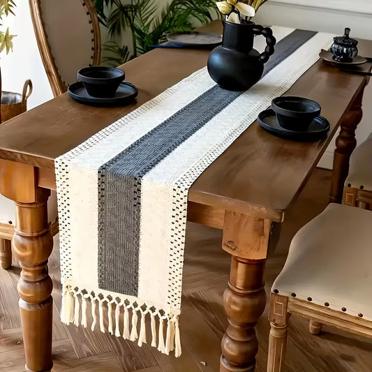 Boho Woven Fringe Tablecloth