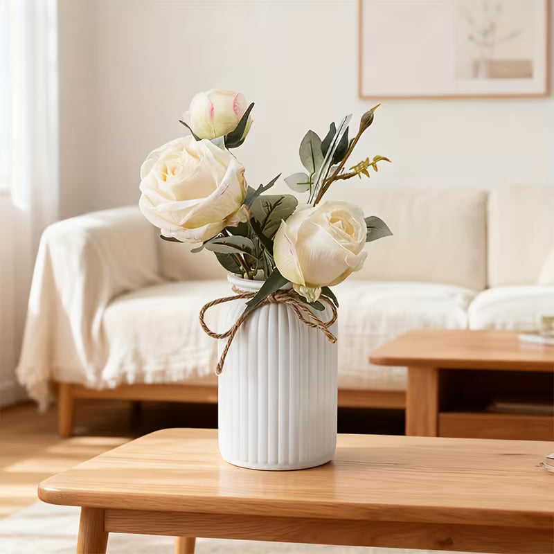 Boho Minimalist Cylinder Vase with Knot Cord