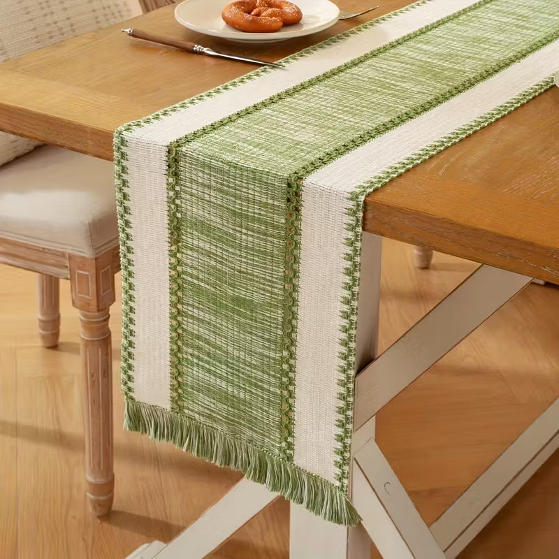 Boho Green Gradient Table Runner