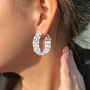 Boucles d’Oreilles Luxe Zircon – Triple Cercle