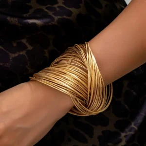 Bracelet Punk Doré – Design Tissé