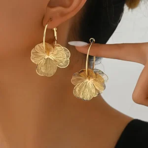 Boucles d’Oreilles Dorées Doubles