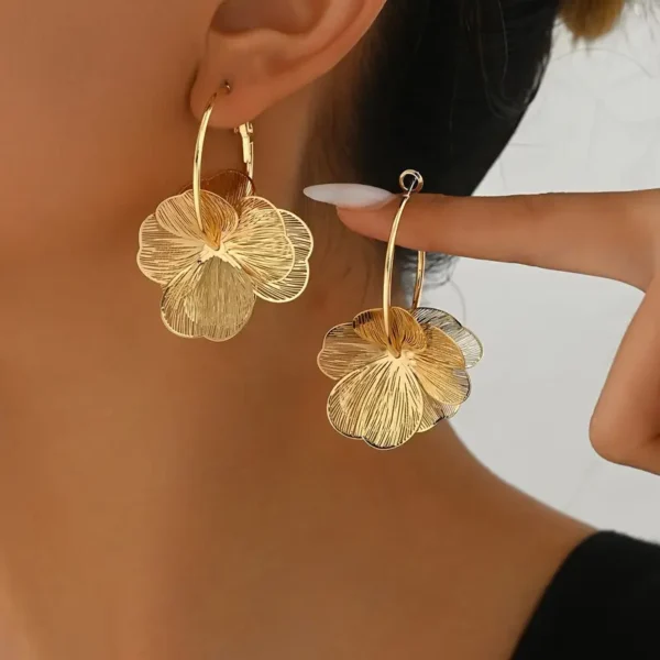 Boucles d’Oreilles Dorées Doubles